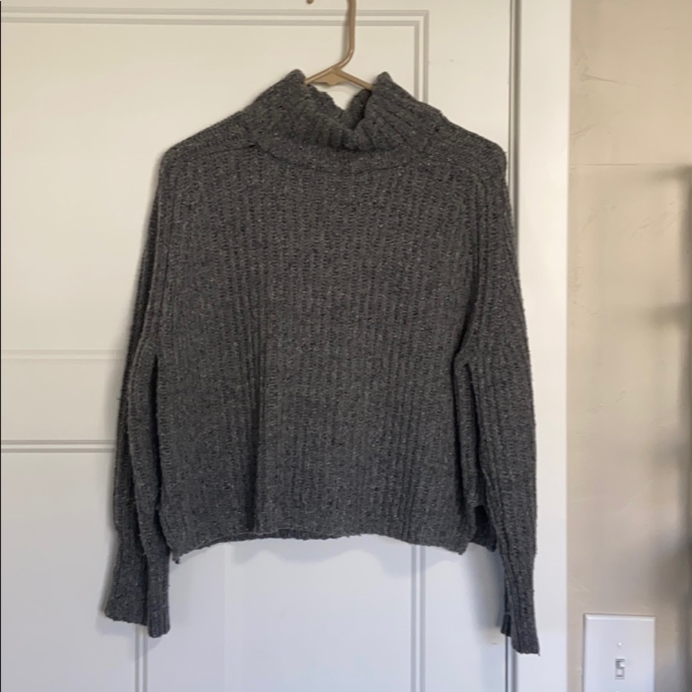 Gray Knitted Turtle Neck Sweater